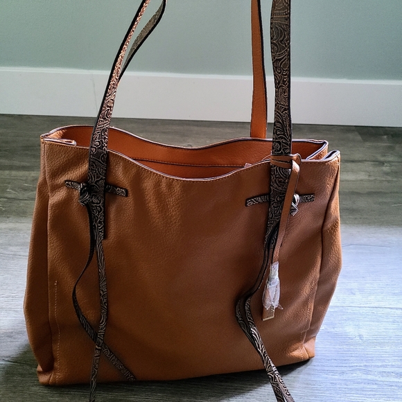 NWT Darcy Marks London Vegan Leather Cognac Shoulder Purse - Picture 6 of 16